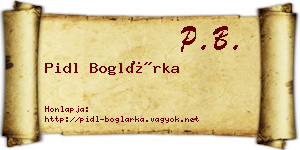 Pidl Boglárka névjegykártya